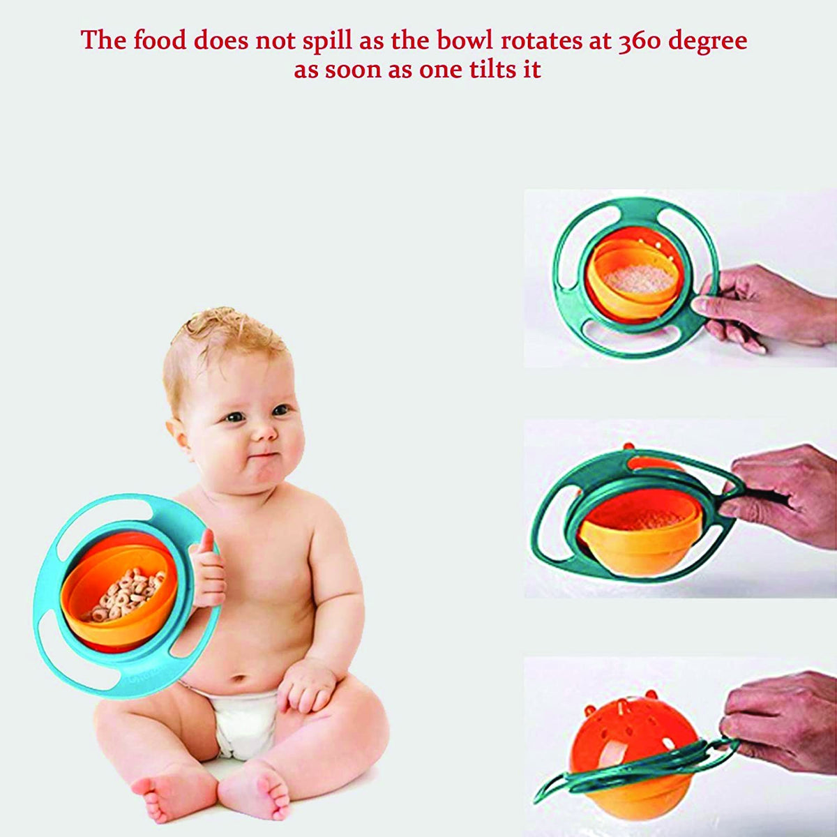 0617 Portable Non Spill Feeding Toddler Gyro Bowl 360 Degree Rotating Dish - Shop Gharse