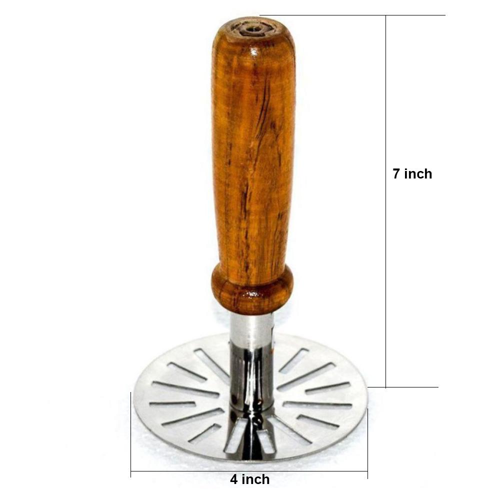 064 Stainless Steel Potato Masher Pav Bhaji Masher With Wooden Handle - Shop Gharse