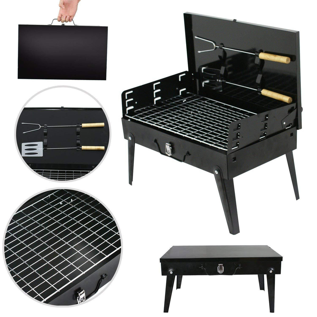 125 Stainless Steel Briefcase Style Barbecue Grill Toaster (Medium Black) - Shop Gharse