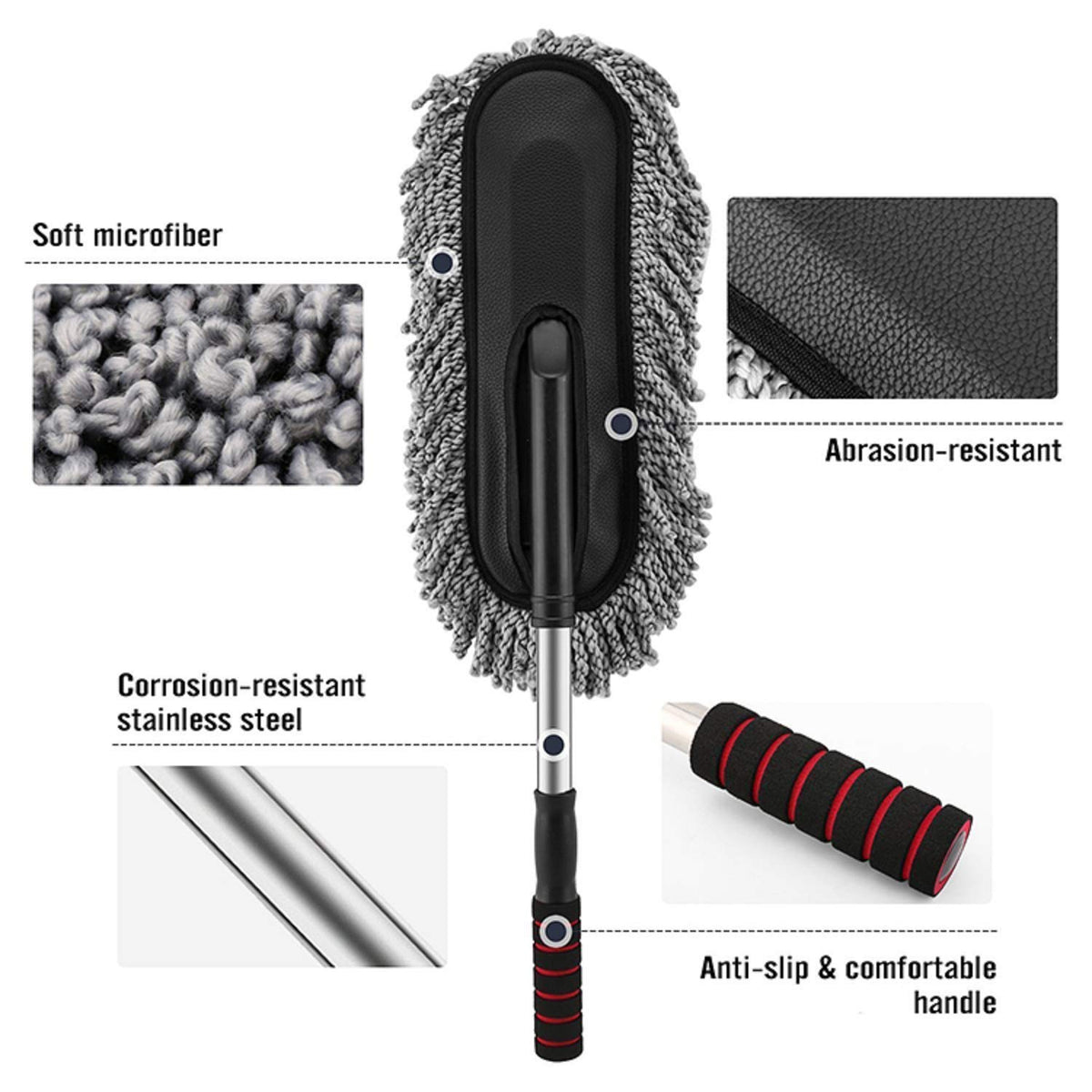 4749 Car Duster Long Retractablesoftnon-sliphandle Multipurpose Microfiber Wash Brush Vehicle Interior And Exterior Cleaning Kit With For Car Boats Or Home - Shop Gharse