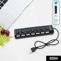 6994 Usb Splitter Multi Port Usb 2.0 Hub 7 Port With Independent Onoff Switch And Led Indicators Usb A Port Data Hub Suitable For Pc Computer Keyboard Laptop Mobile Hdd Flash Drive Camera Etc - Shop Gharse