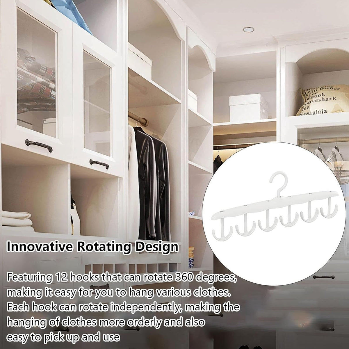 13948 Tank Top Hanger 12-hook Space Saving Hanger Capacity Rotatable Wood Space Saving Hanger Closet Organizers And Storage For Dorm  Apartment For Tank Top - Shop Gharse