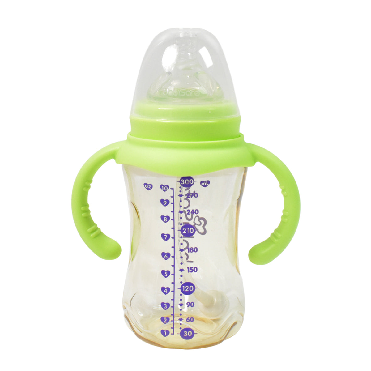 Plastic Baby Feeding Bottle With Handles Cleaning Brush  Straw (300 Ml  1 Pc) - Shop Gharse