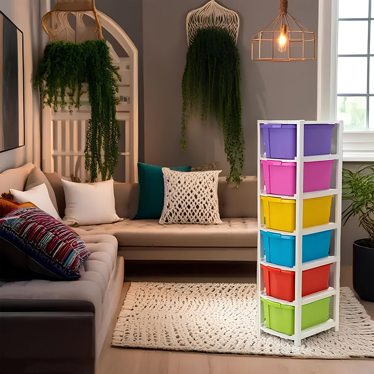 6-layer Multi-colored Plastic Storage Drawer Cabinet - Shop Gharse