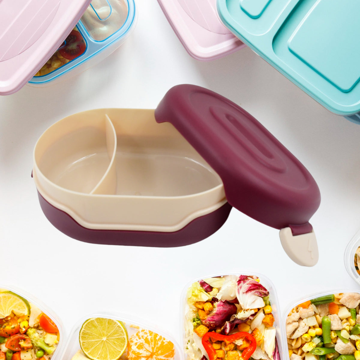 Airtight Food Grade Tiffin Box With 2 In 1 Spoon And 2 Compartment - Shop Gharse