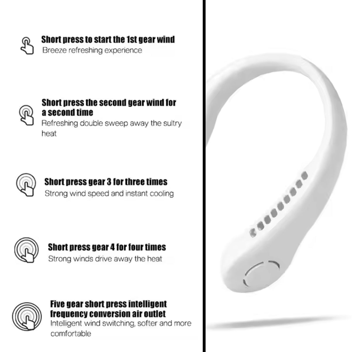 0876 Neck Fan Portable And Wearable Personal Fan Usb Rechargeable Headphone Design Neckband Fan With 3 Speeds Suitable For Outdoor Family Sports Travel - Shop Gharse
