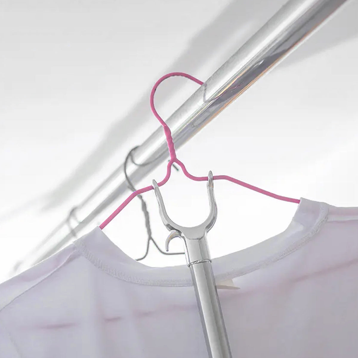 Stainless Steel Telescopic Pole Clothes Hooks Hanger (1 Pc  155 Cm) - Shop Gharse