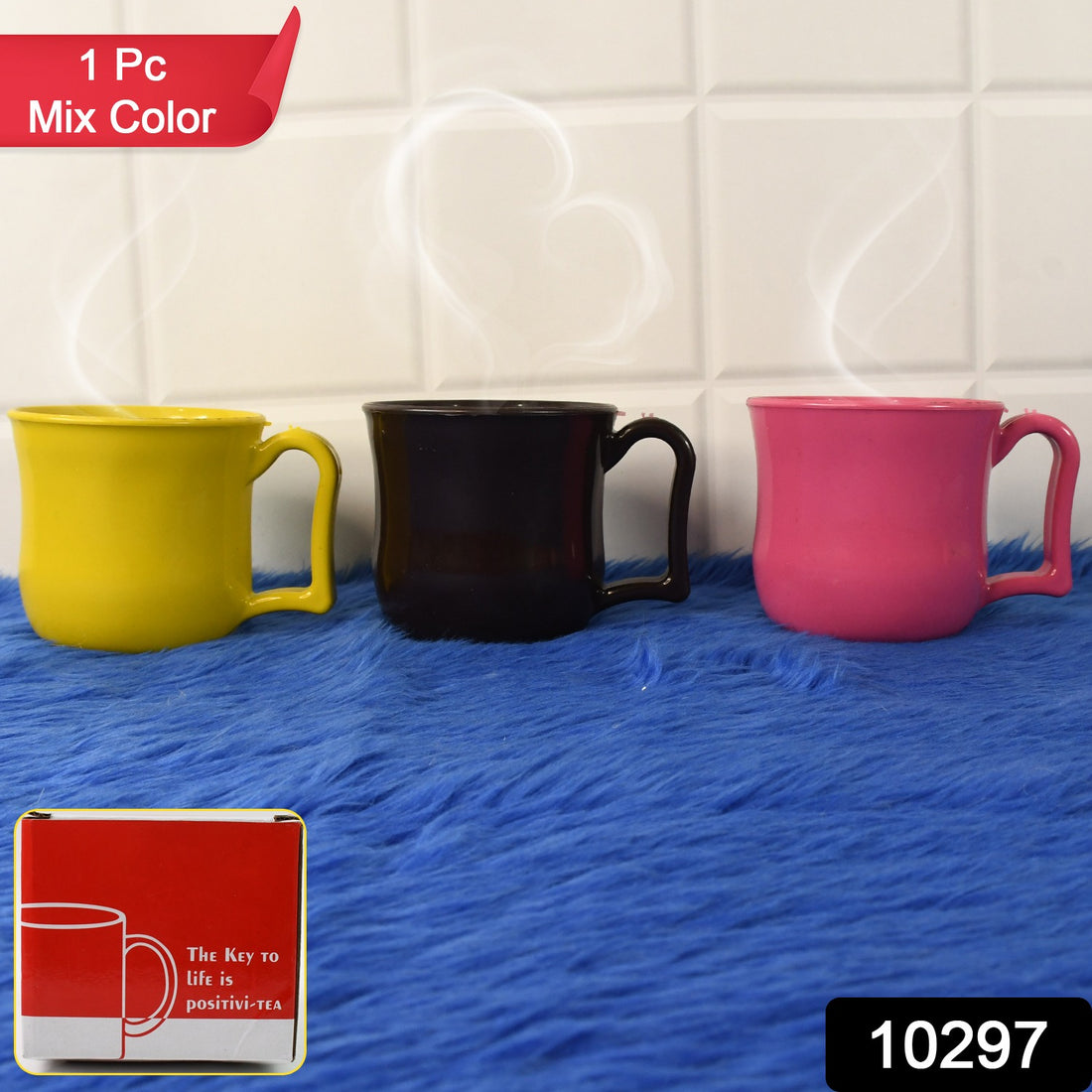 Premium Plastic Coffee  Tea Cups  Mug With Handle (1 Pc  With Color Box  Mix Color) - Shop Gharse