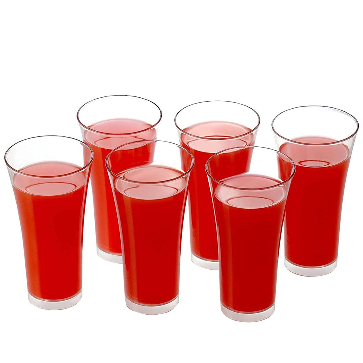 0630 Stylish Look Plastic Juicy Glass Transparent Glasses Set 300ml (6pcs) - Shop Gharse