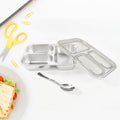 3 Compartment Transparent Stainless Steel Lunch Box For Kids - Shop Gharse