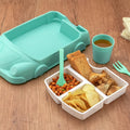Kids Car Shaped Plates Cup  Lunch Box Dinnerware Set (4 Pcs Set  1000 Ml Lunch Box) - Shop Gharse