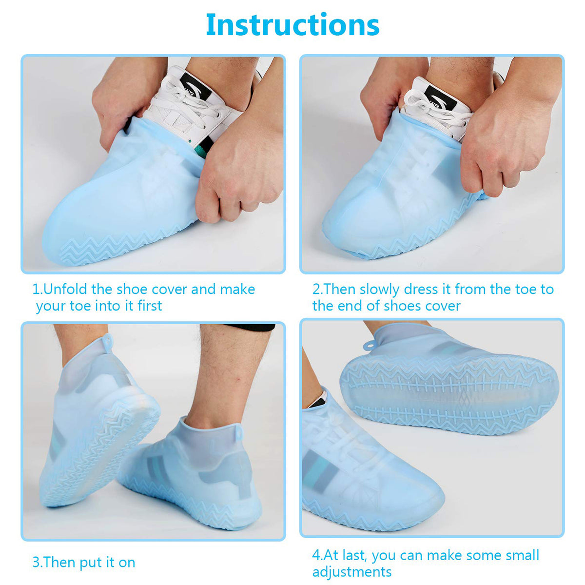 4867 Non-slip Silicone Rain Reusable Anti Skid Waterproof Fordable Boot Shoe Cover - Shop Gharse