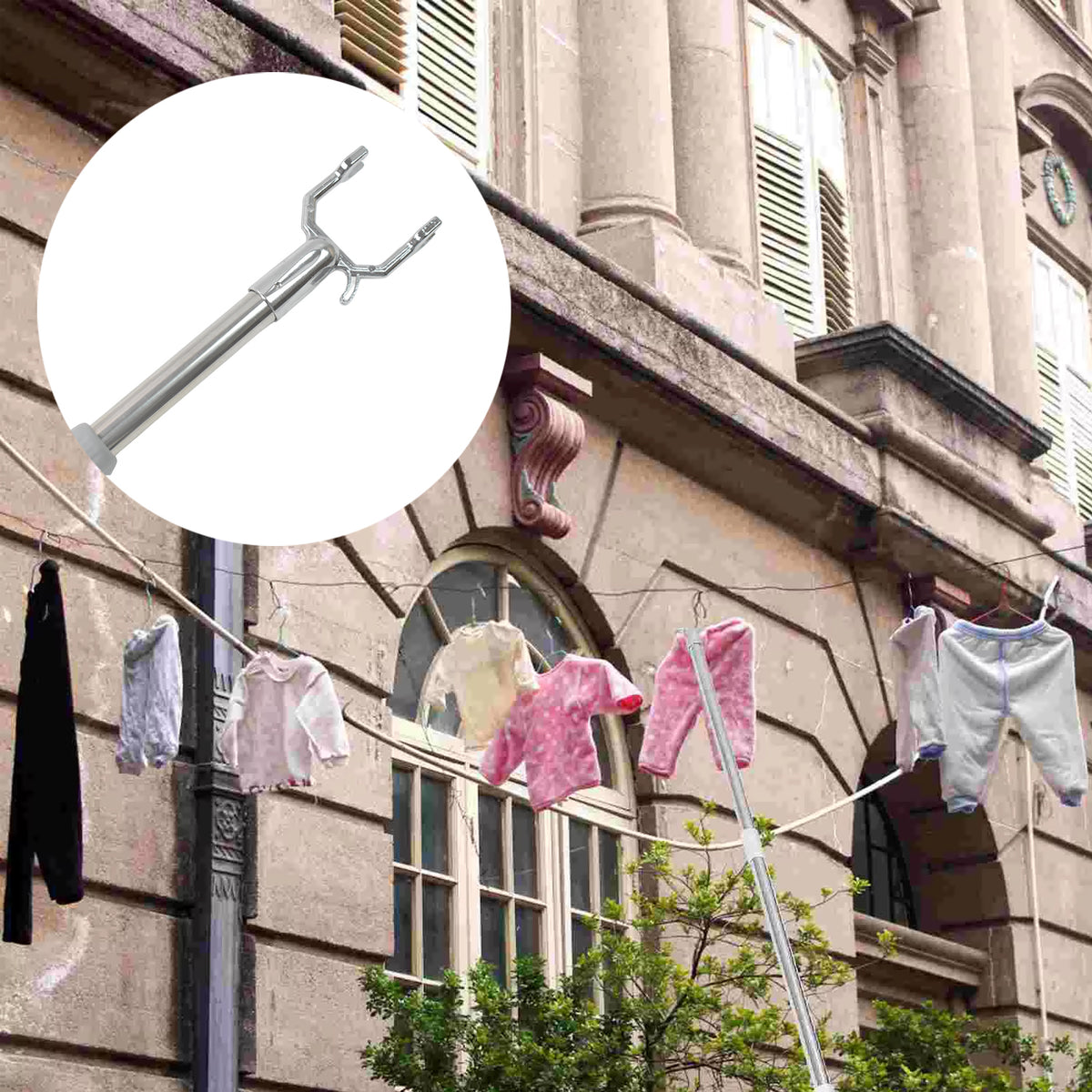 Stainless Steel Telescopic Pole Clothes Hooks Hanger (1 Pc  155 Cm) - Shop Gharse