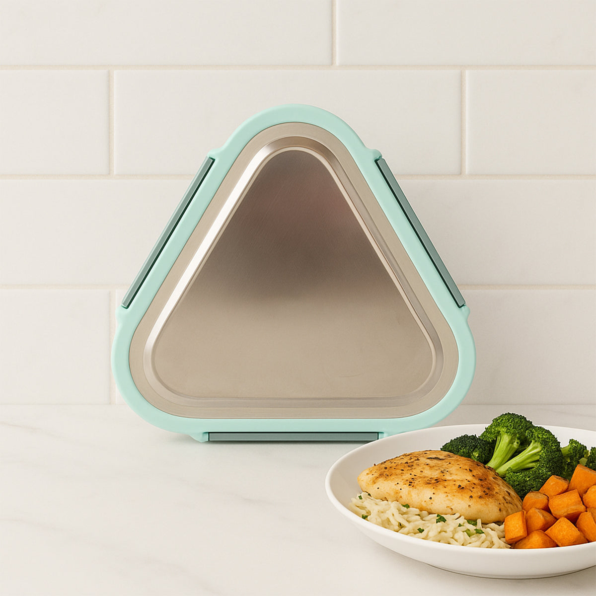 Ganesh Trinity 2-piece Stainless Steel Triangle Lunch Box Set - Shop Gharse