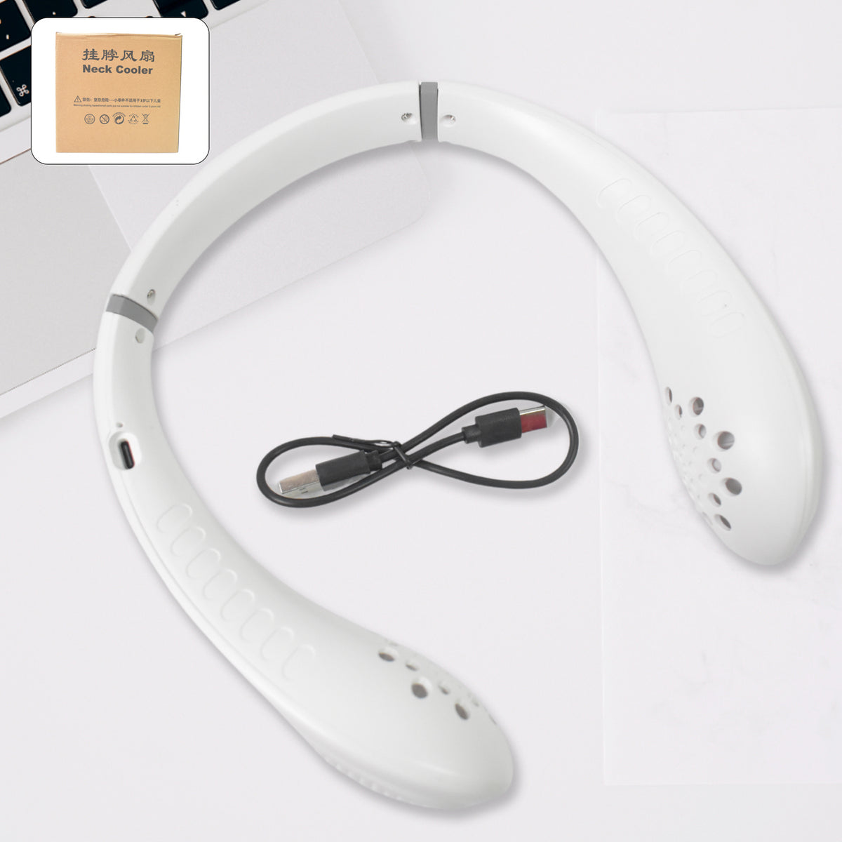 0876 Neck Fan Portable And Wearable Personal Fan Usb Rechargeable Headphone Design Neckband Fan With 3 Speeds Suitable For Outdoor Family Sports Travel - Shop Gharse