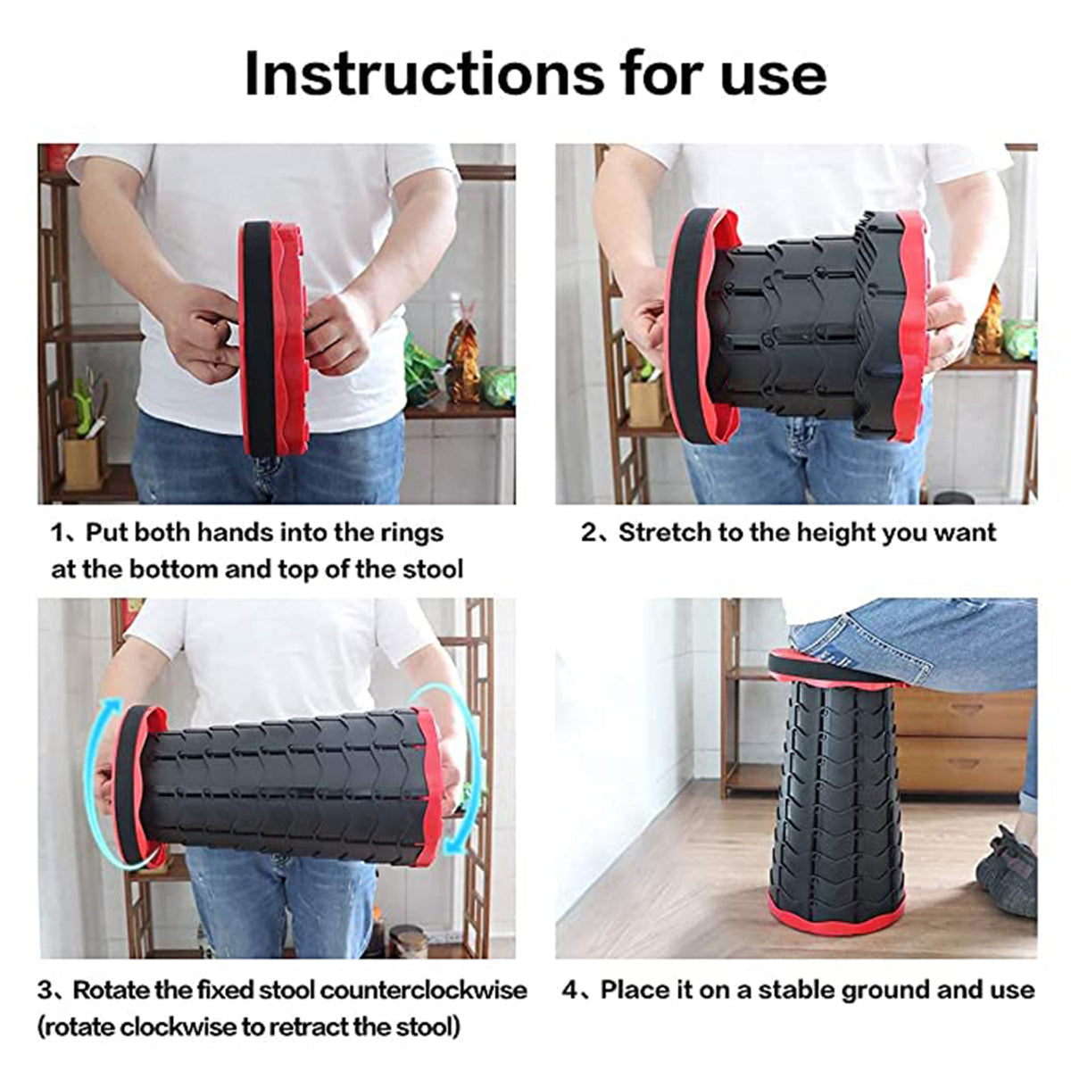 2169 Foldable Retractable Height Adjusting Stool Space Saving Telescopic Stool For Fishing Hiking Stool For Adults And Kids. - Shop Gharse