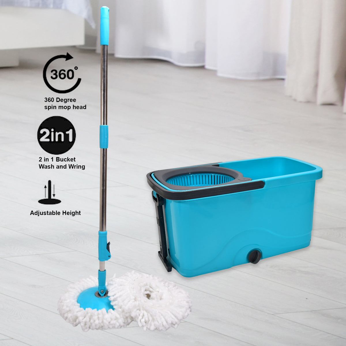 4028 Quick Spin Mop Plastic Spin Bucket Floor Cleaning Easy Wheels  Big Bucket Floor Cleaning Mop With Bucket - Shop Gharse