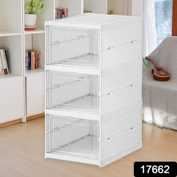 Stackable Multifunctional Storage For Clothes Foldable Drawer Shelf Basket Utility Cart Rack Storage Organizer Cart For Kitchen Pantry Closet Bedroom Bathroom Laundry (3 Layer 1 Pc) - Shop Gharse