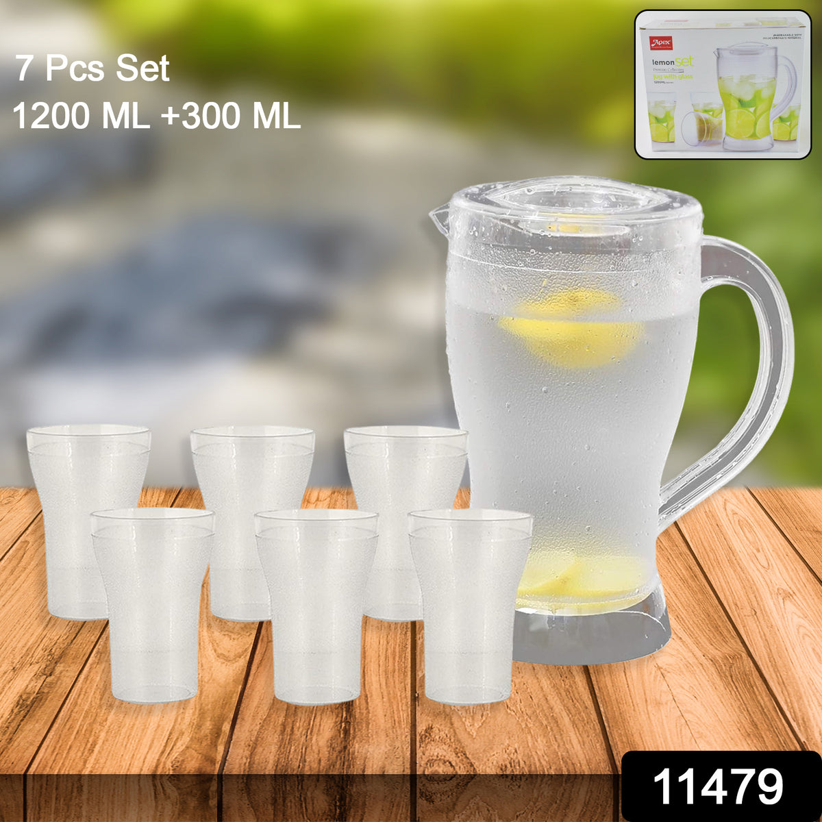 Apex Unbreakable Lemon Jug Set With 6 Glasses  1200ml Jug + 300ml Glasses Approx - Shop Gharse
