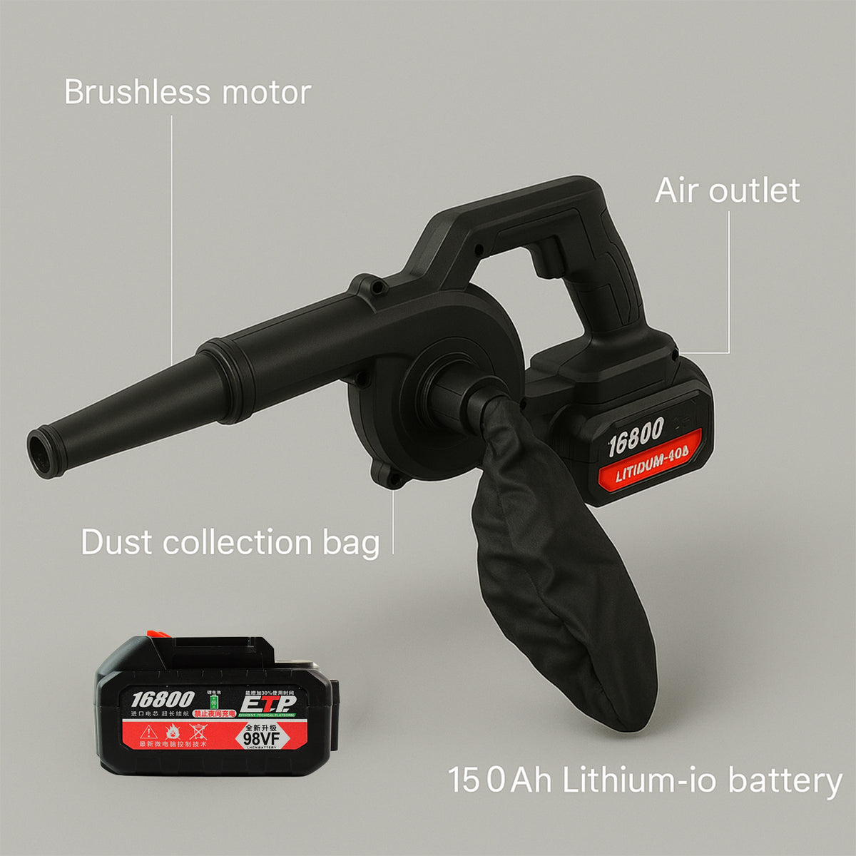 Multi-purpose Home And Garden Air Blower And Suction Vacuum Combo Kit With Collection Bag For Easy Cleaning - Shop Gharse