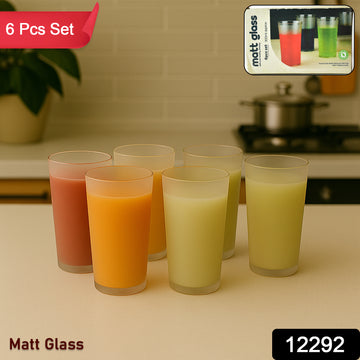 Matt Finish Glass Tumbler Set (Approx 300ml  6 Pc) - Shop Gharse