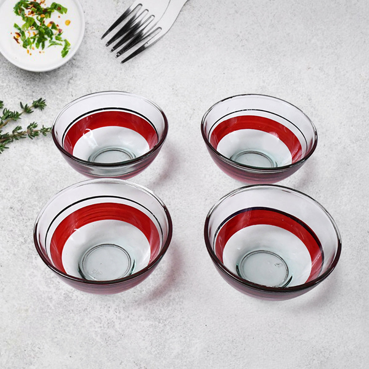 Healthy Choice Set Of 4pc Ceramic Cup And 4pc Glass Bowl With Plastic Plate (9 Pcs Set) - Shop Gharse