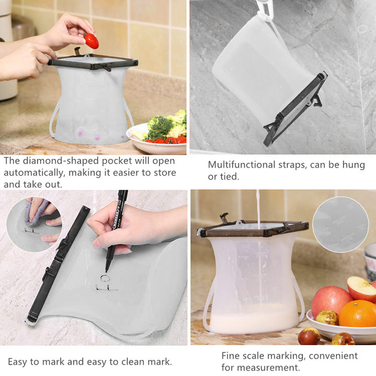 5985  Reusable Silicone Food Storage Bag 3 Bag Set Leakproof Lock Reusable Flat Bottom Freezer Bags Sandwich Bags  Silicone Food Grade Kids Snack Bags  Bpa Free Microwave Dishwasher Safe - Shop Gharse