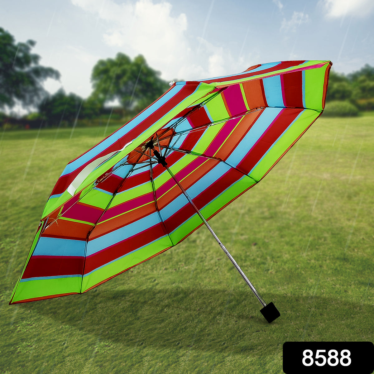 3-fold Sun  Rain Protective Solid Foldable Umbrella (1 Pc) - Shop Gharse