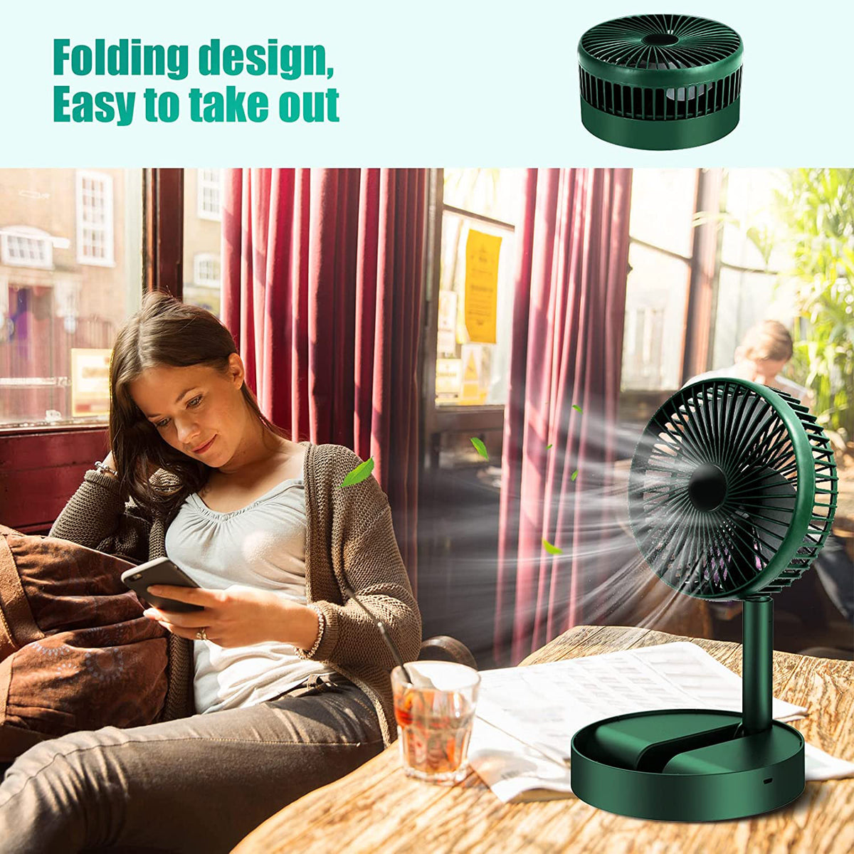 4642 Telescopic Electric Desktop Fan Height Adjustable Foldable  Portable For Travelcarry  Silent Table Top Personal Fan For Bedside Office Table (Battery Not Include) - Shop Gharse