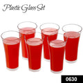 0630 Stylish Look Plastic Juicy Glass Transparent Glasses Set 300ml (6pcs) - Shop Gharse