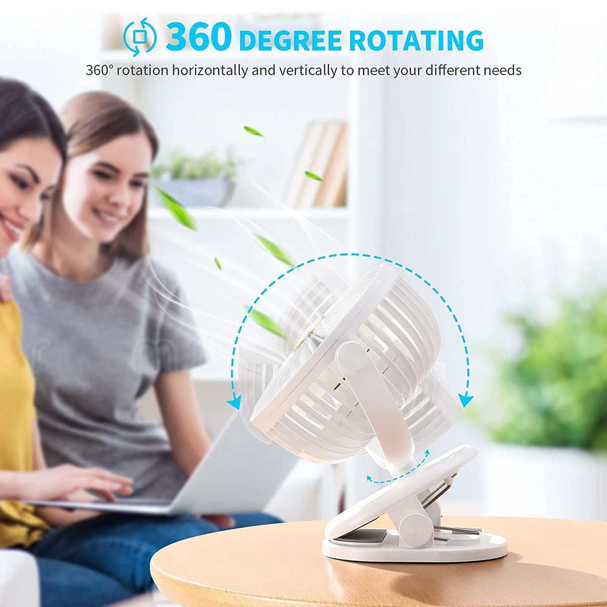 17930 Portable Clip-on Fan Battery Operated With Light  Spray Small Yet Powerful Usb Table Fan 3-speed Quiet Rechargeable Mini Desk Fan 360 Rotation Personal Cooling Fan For Home Office Camping - Shop Gharse