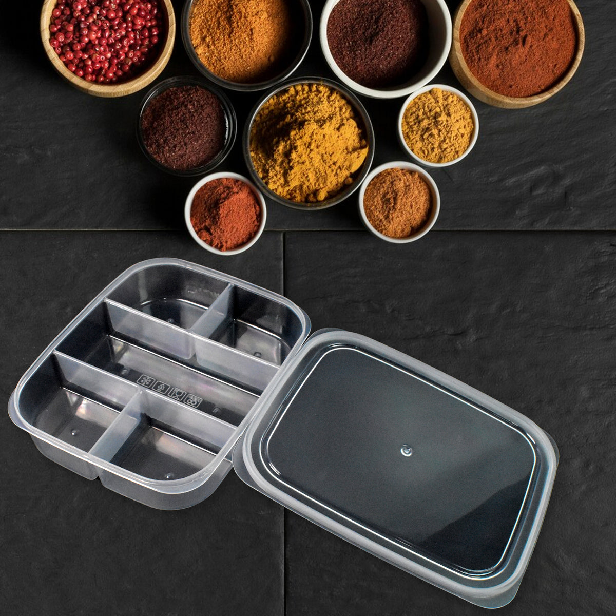 Plastic 5- Compartment Excellent Container Reusable Lunch Box (1 Pc) - Shop Gharse