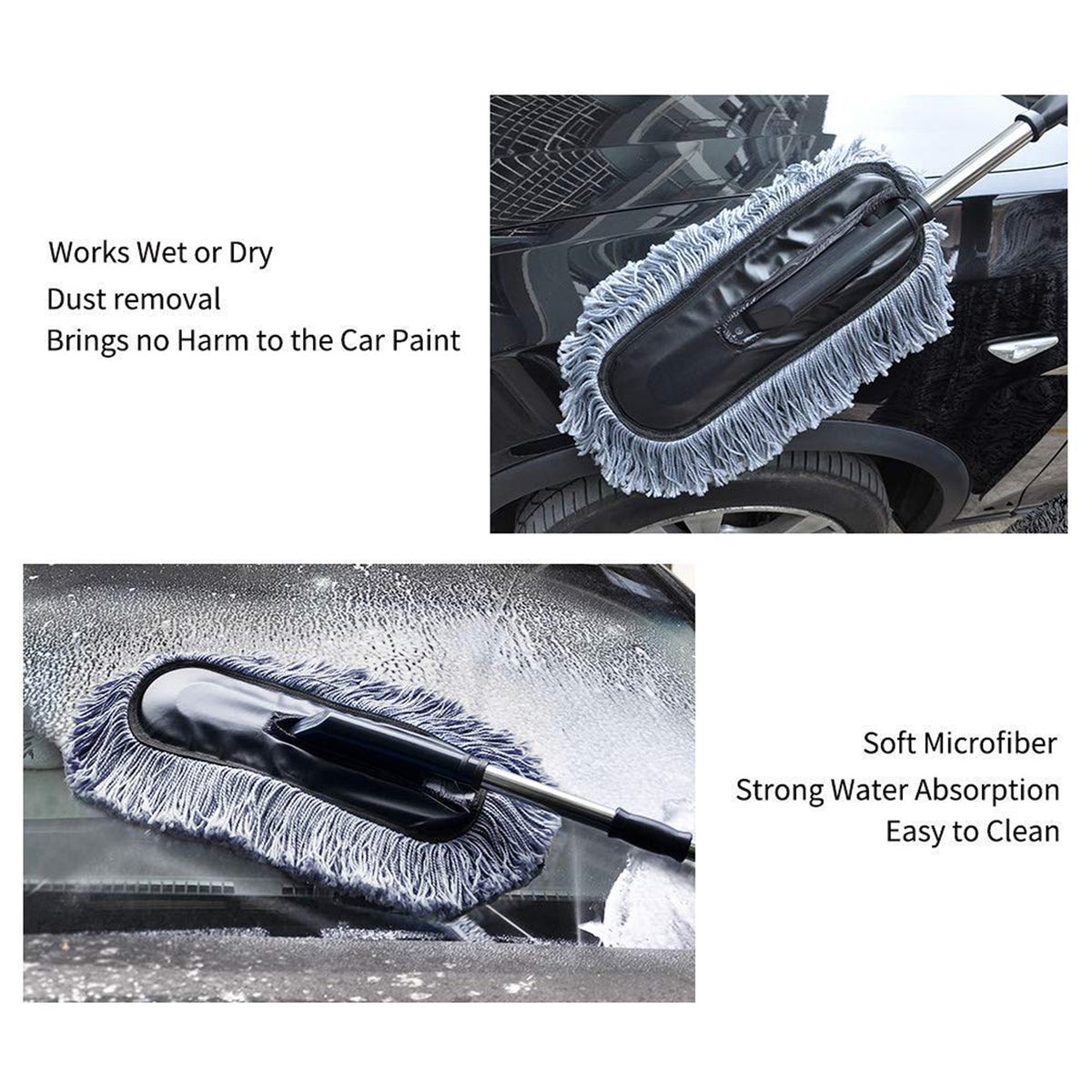 4749 Car Duster Long Retractablesoftnon-sliphandle Multipurpose Microfiber Wash Brush Vehicle Interior And Exterior Cleaning Kit With For Car Boats Or Home - Shop Gharse