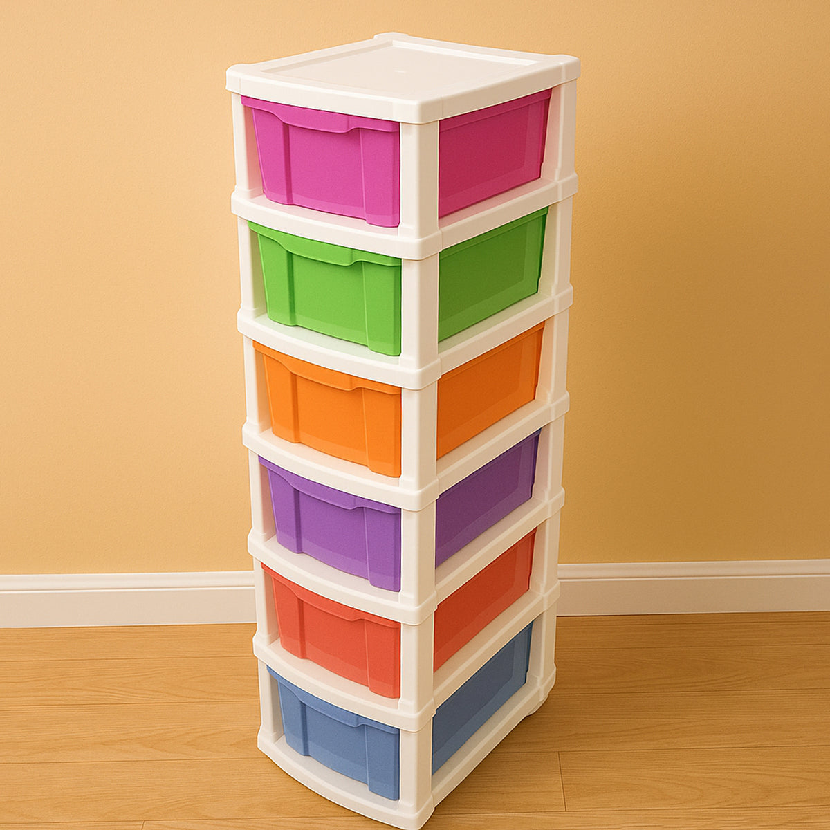 6-layer Multi-colored Plastic Storage Drawer Cabinet - Shop Gharse