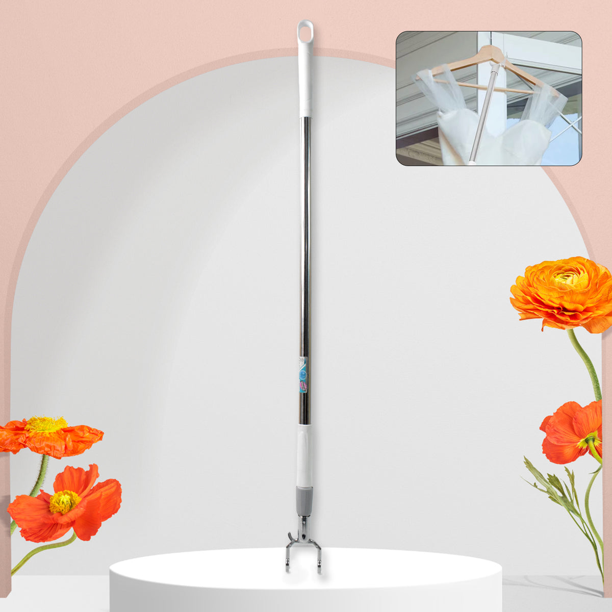 Stainless Steel Telescopic Pole Clothes Hooks Hanger (1 Pc  155 Cm) - Shop Gharse