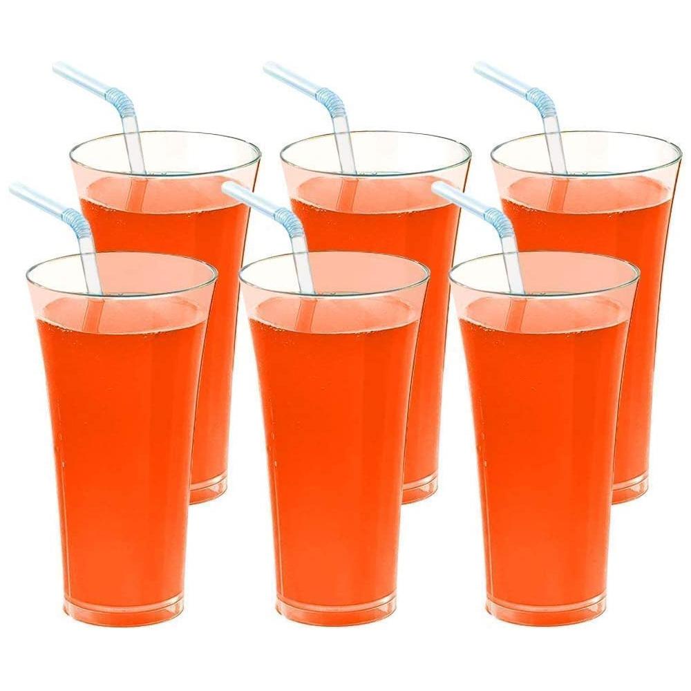 0630 Stylish Look Plastic Juicy Glass Transparent Glasses Set 300ml (6pcs) - Shop Gharse