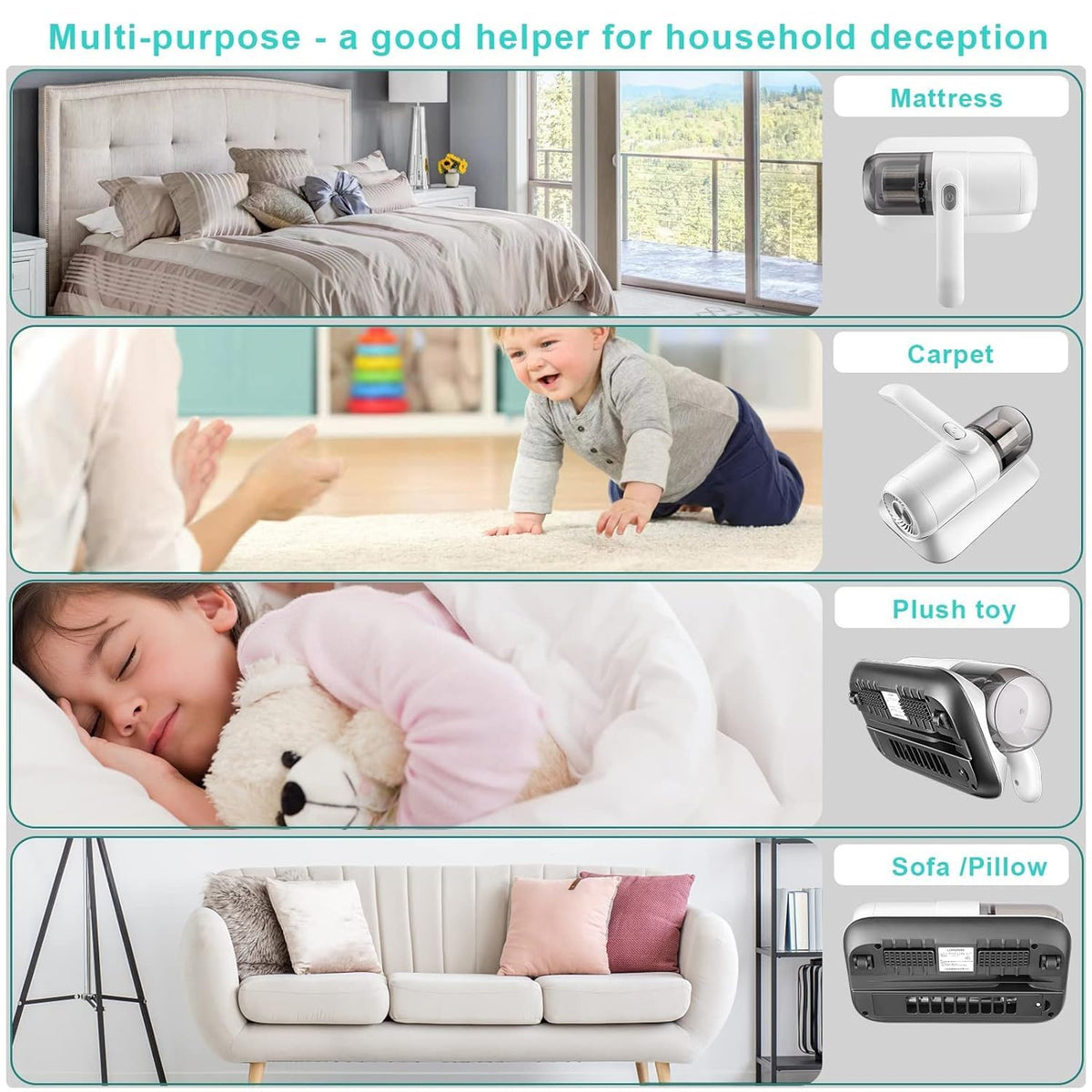 0227 Powerful Suction Portable Handheld Vacuum Cleaner - Low Noise Vacuum Cleaner For Bed - Cordless Vacuum Cleaner For Car Seat Crevices Pillows Mattresses Sofas Wireless Anti Dust And Mite Cleaner - Shop Gharse