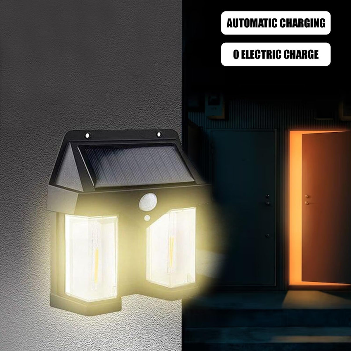 12585 Outdoor Solar Wall Lamp Outdoor Waterproof High Quality Lamp Induction Garden Lamp Garden Villa Night Lamp Double Lamp Light (1 Pc) - Shop Gharse