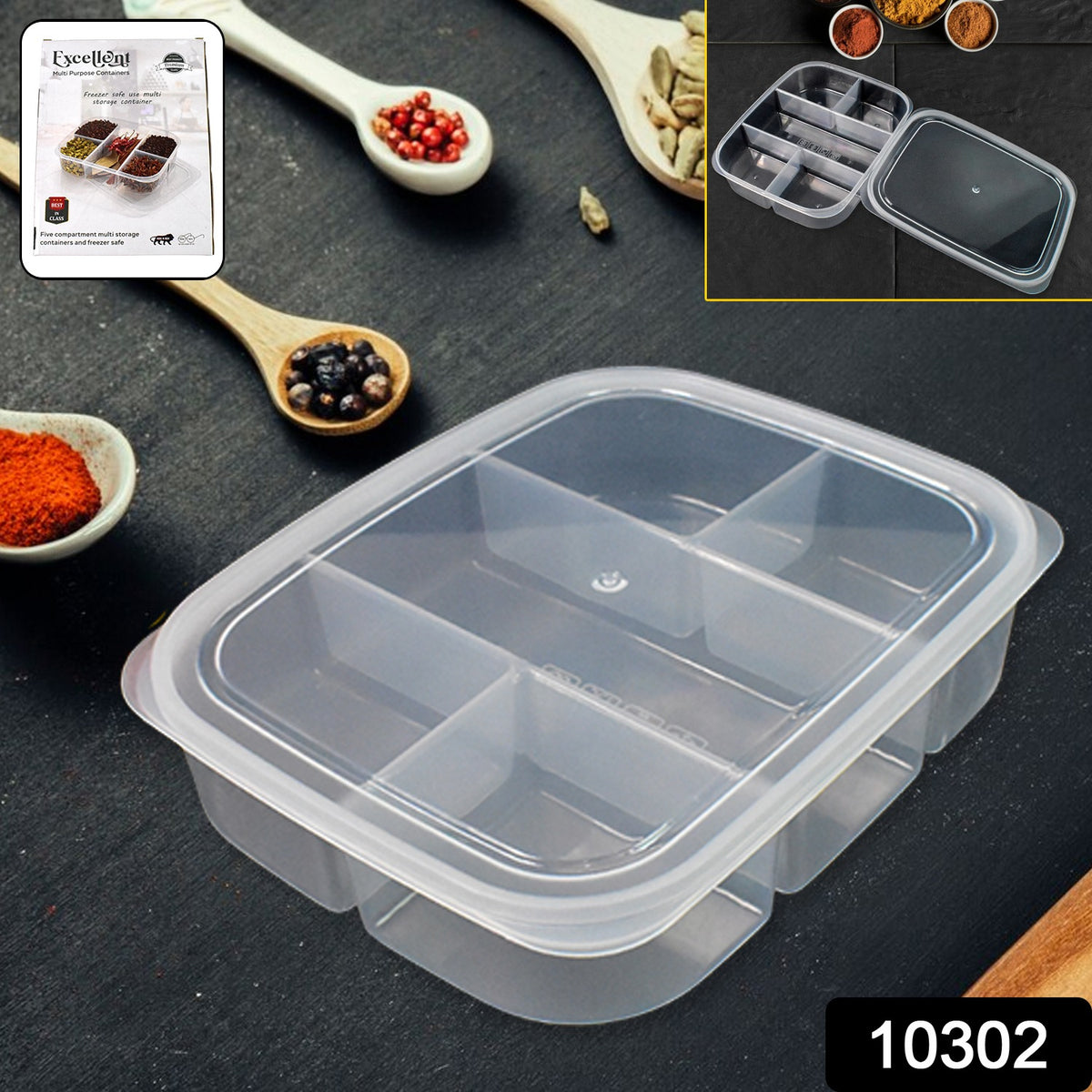 Plastic 5- Compartment Excellent Container Reusable Lunch Box (1 Pc) - Shop Gharse