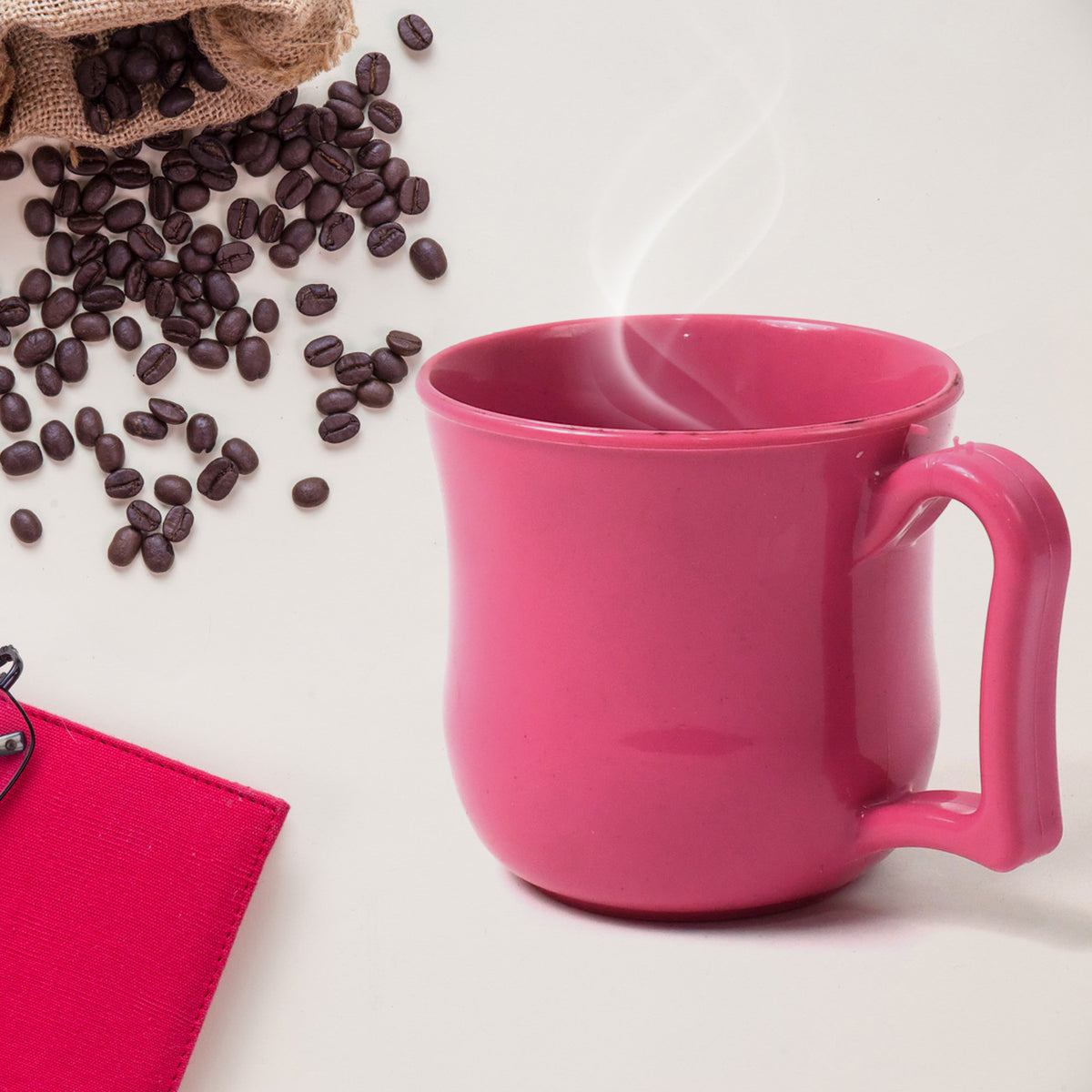 Premium Plastic Coffee  Tea Cups  Mug With Handle (1 Pc  With Color Box  Mix Color) - Shop Gharse