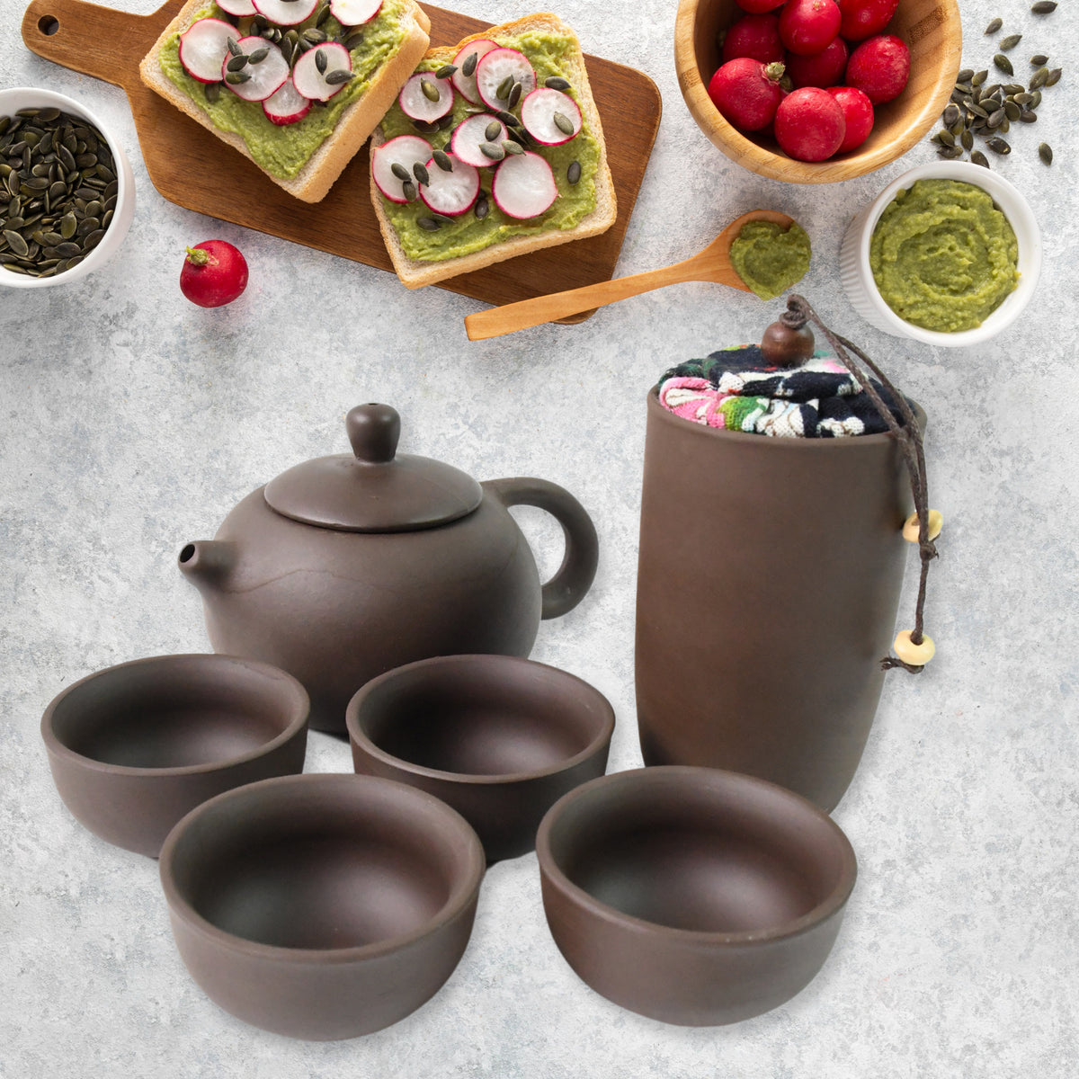 Portable Kung Fu Tea Set With A Portable Travel Bag (Set Of 6pcs) - Shop Gharse