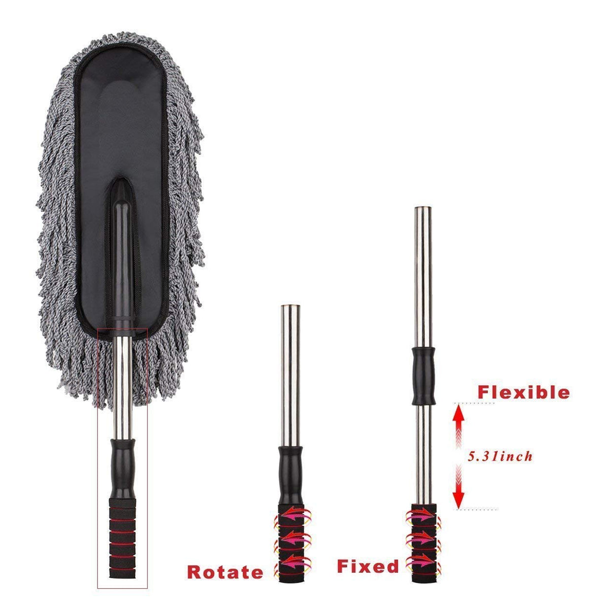 4749 Car Duster Long Retractablesoftnon-sliphandle Multipurpose Microfiber Wash Brush Vehicle Interior And Exterior Cleaning Kit With For Car Boats Or Home - Shop Gharse