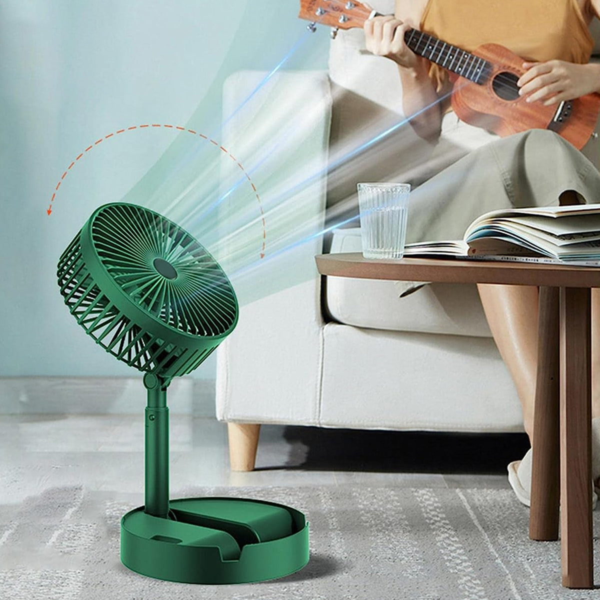 4642 Telescopic Electric Desktop Fan Height Adjustable Foldable  Portable For Travelcarry  Silent Table Top Personal Fan For Bedside Office Table (Battery Not Include) - Shop Gharse